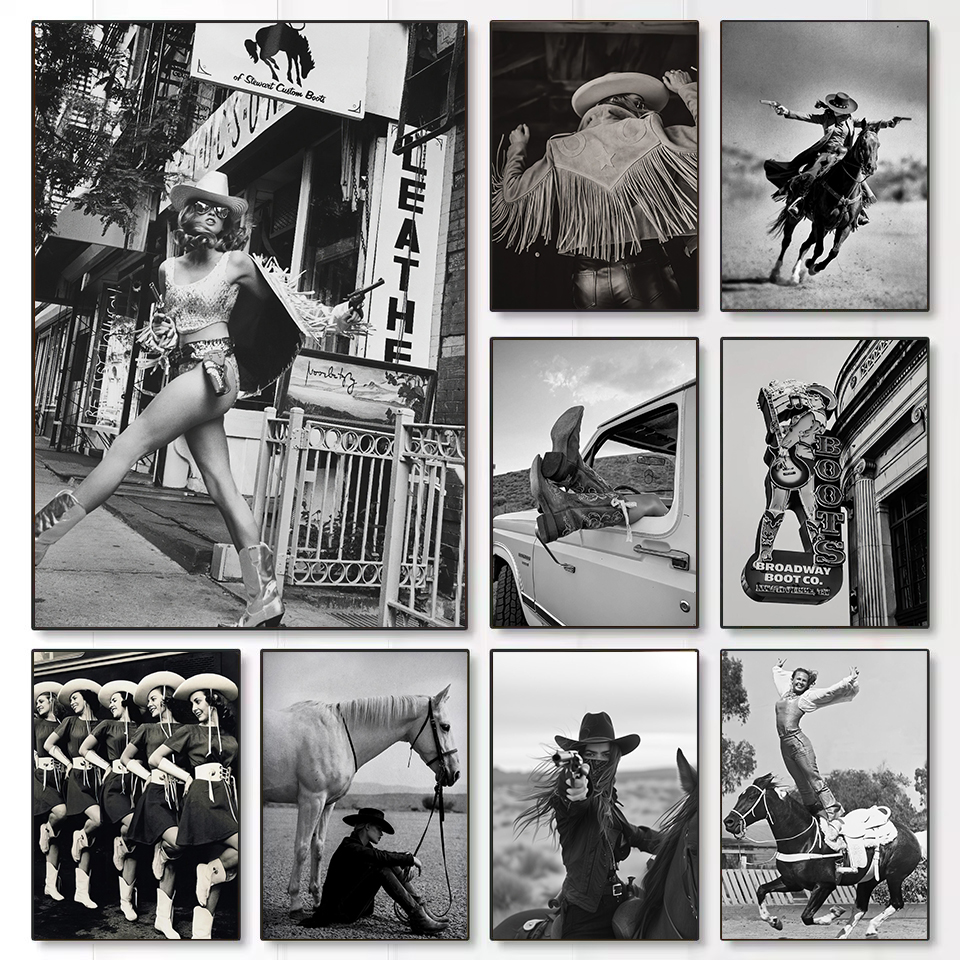 Vintage Fashion Sketches - Vintage Black and White Wild West