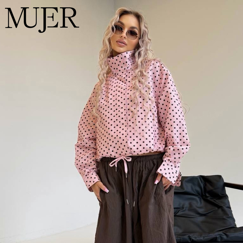 Varsity Jacket Wool - MUJER Polka Dot Women's Bomber Jacket