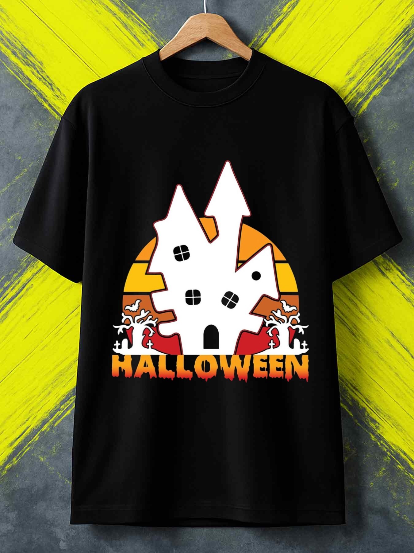 Vintage Fashion Houses - Vintage Men's Black Graphic T-Shirt Haunted