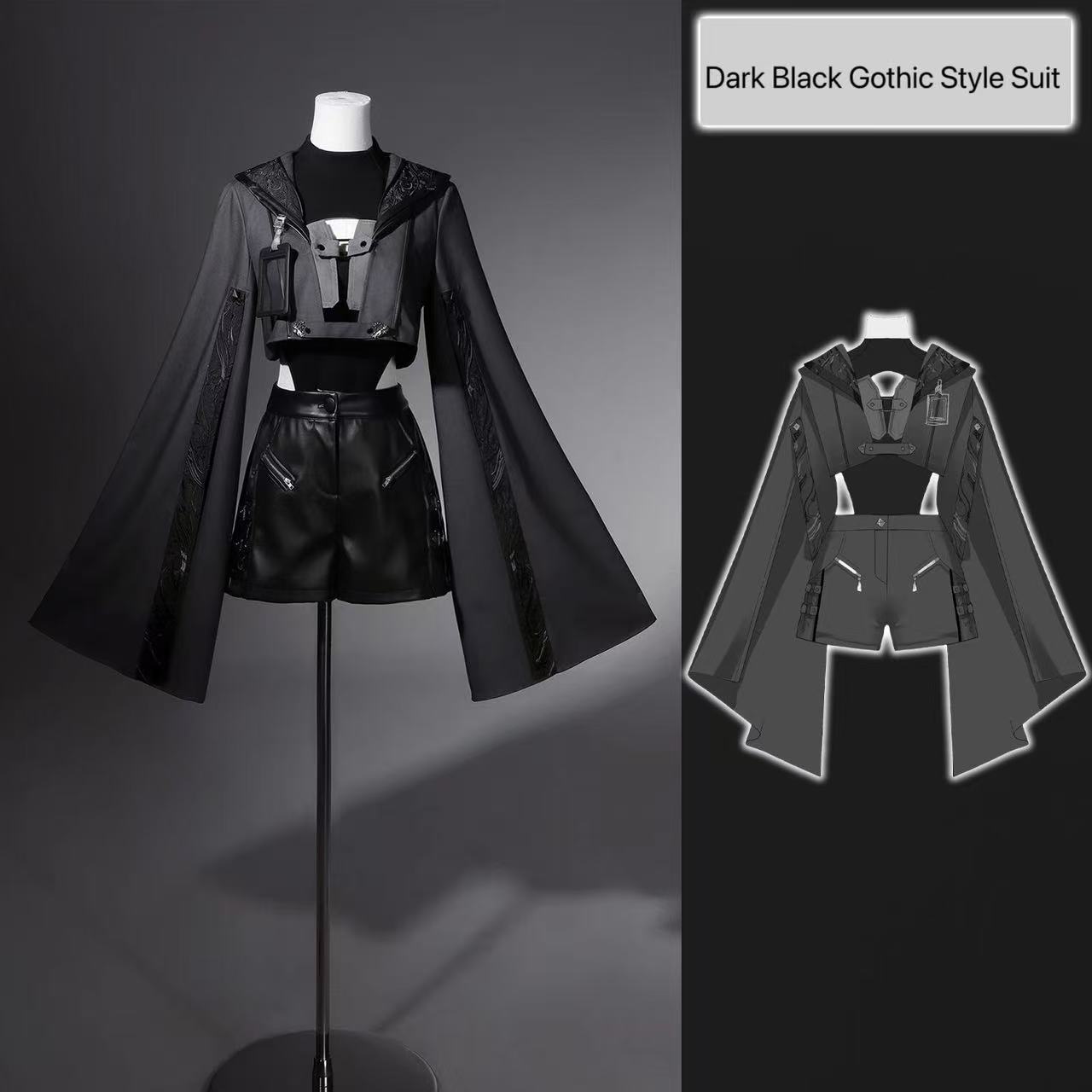 Retro Track Pant - Dark Black Gothic Costume Women New
