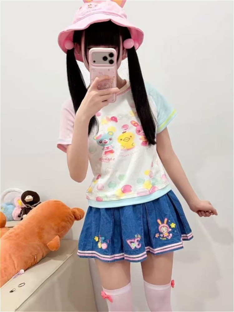 Vintage Y2K - Girls Slim Subculture Two Piece Outfits