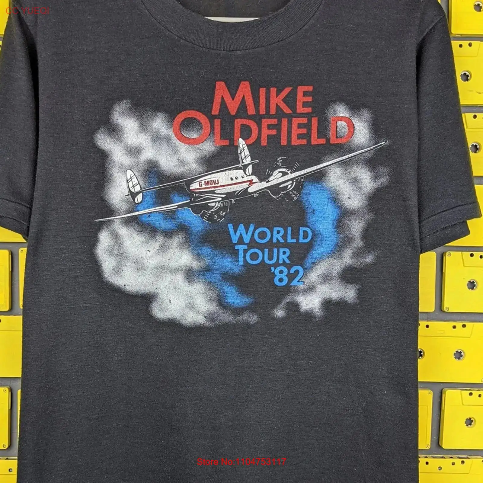Vintage Fashion Jersey - Mike Oldfield WORLD TOUR black T