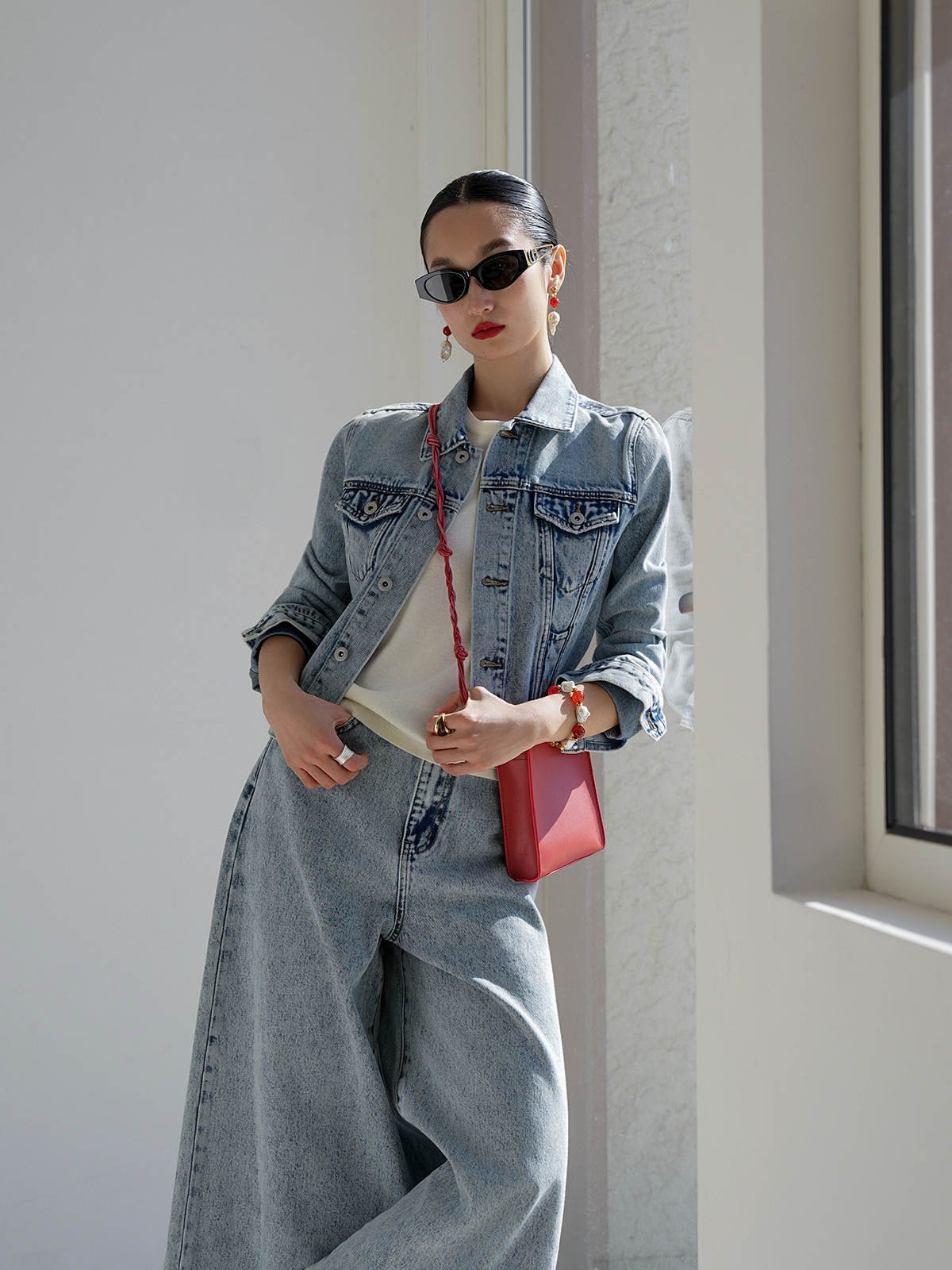 Vintage Fashion Collection - Retro Cotton Denim Jacket High Waist