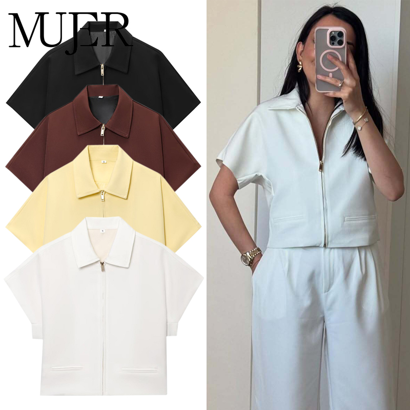 Varsity Jacket Wool - MUJER Women's Cropped Jacket Short Sleeve