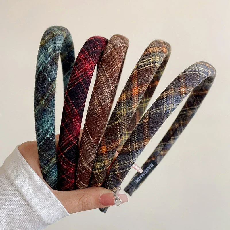 Elegant Plaid Bezel Hairband f - Retro Vintage Korean Fashion review and price