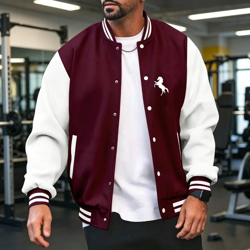 Men Color Block Baseball Jacke - Varsity Jacket Wool review and price