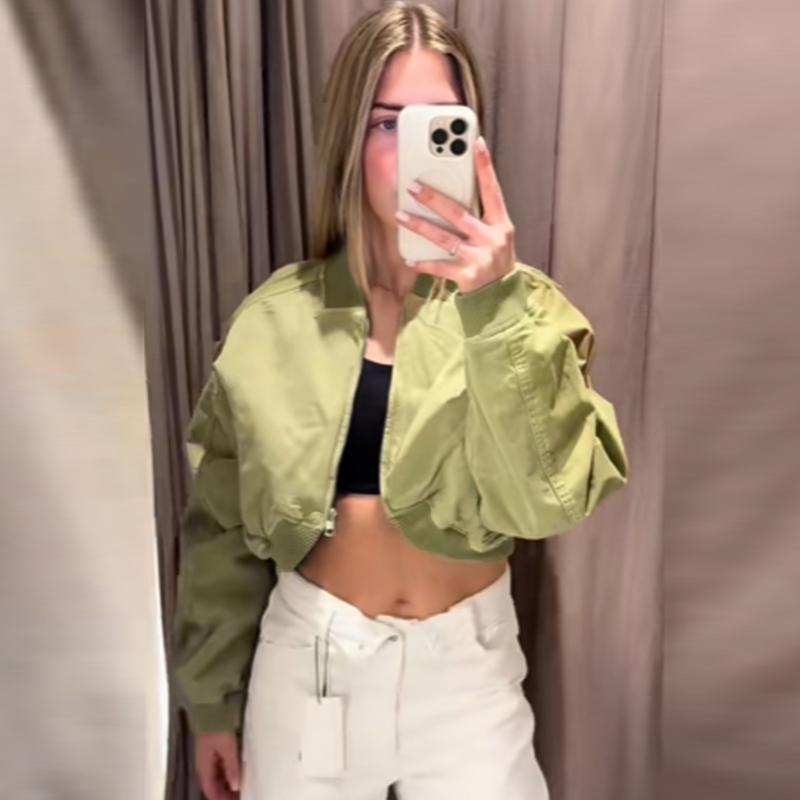 HXAO Crop Green Jackets Women' - Varsity Jacket Wool review and price