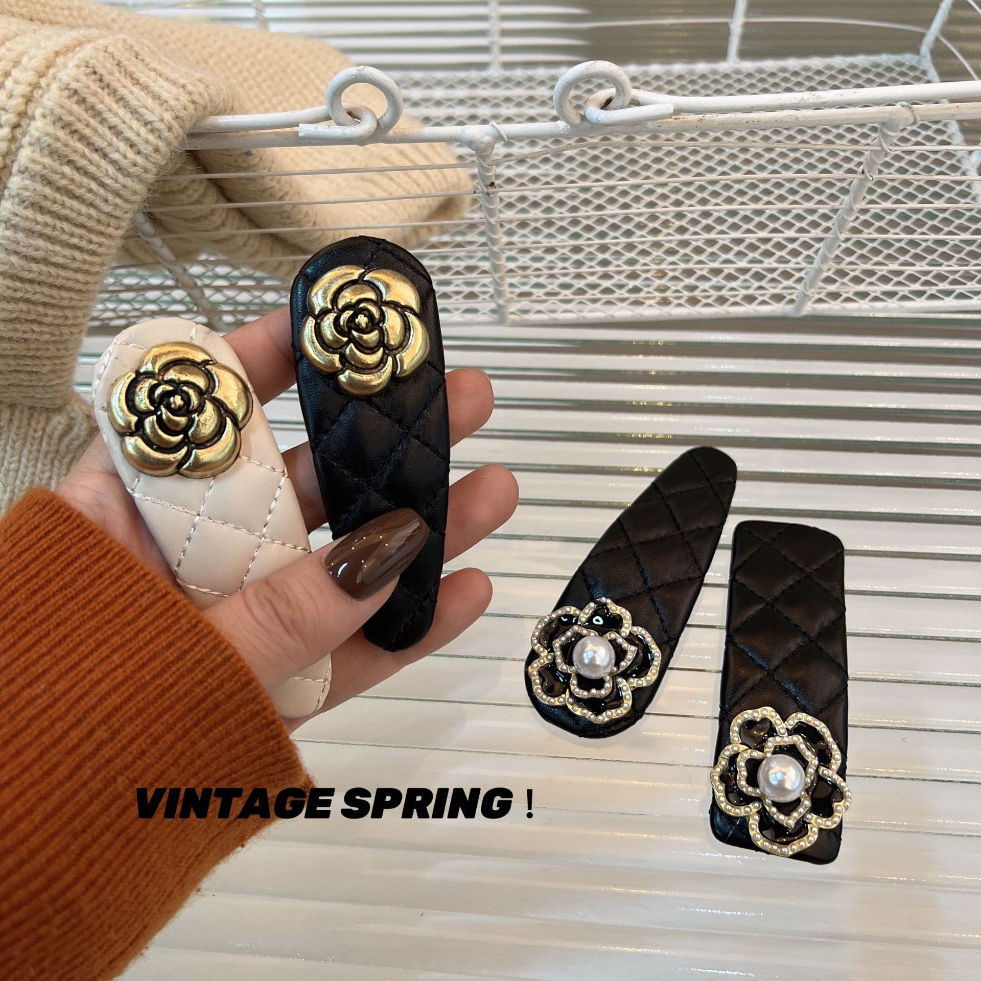 New PU Leather Camellia Hair C - Vintage Fashion Hong Kong review and price