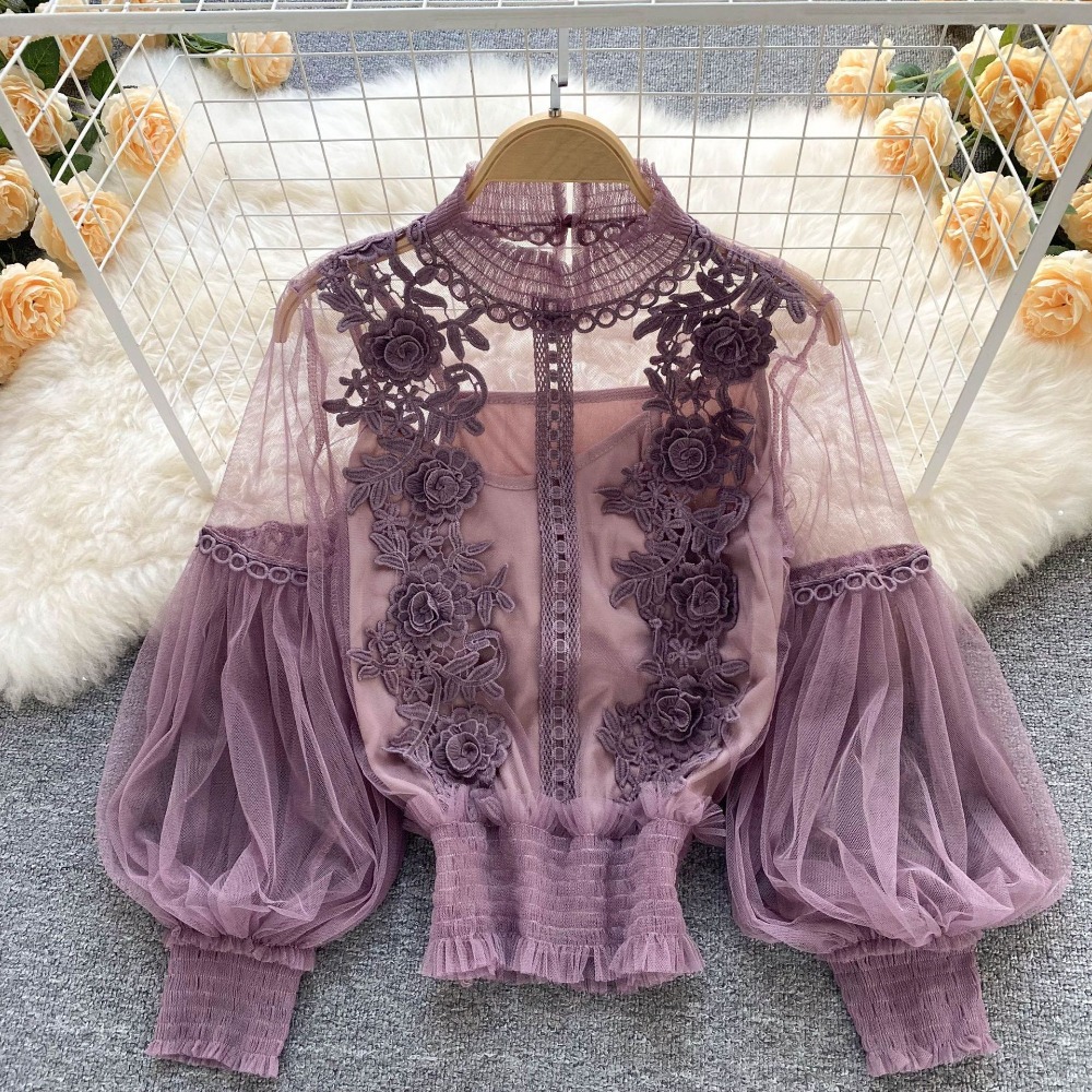 2Pcs/Set Lace Puff Long Sleeve - Vintage Fashion Jersey review and price