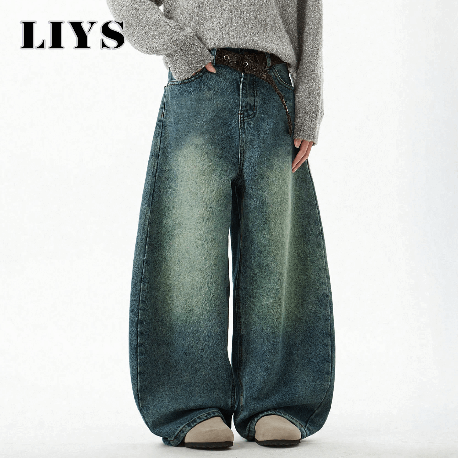 Men's Wear Blue Wide-Leg Denim - Retro Track Pant review and price