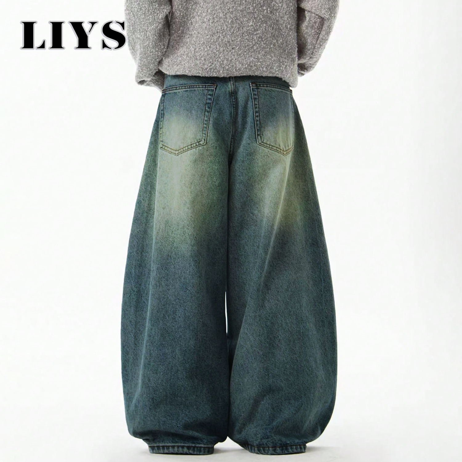 Men's Wear Blue Wide-Leg Denim - Retro Track Pant review and price