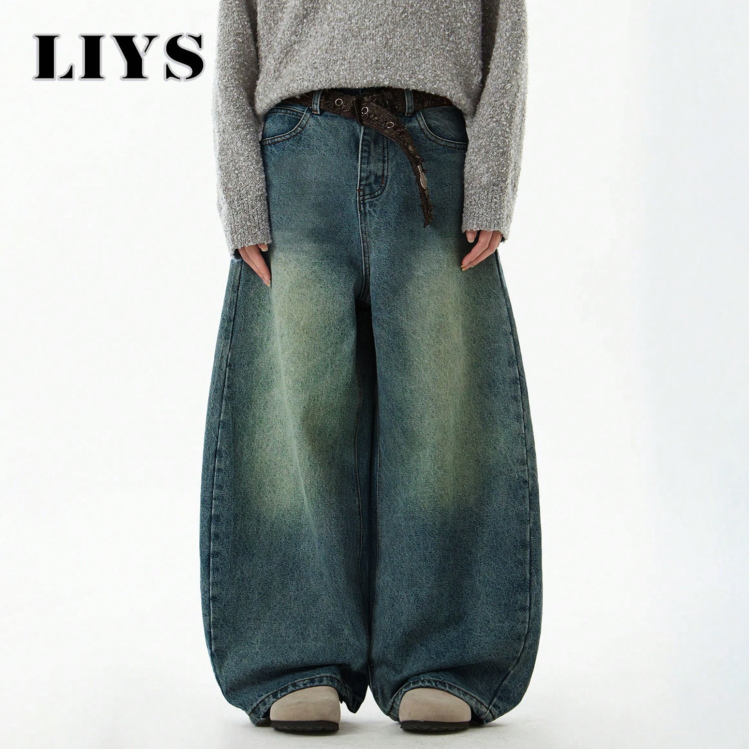Men's Wear Blue Wide-Leg Denim - Retro Track Pant review and price