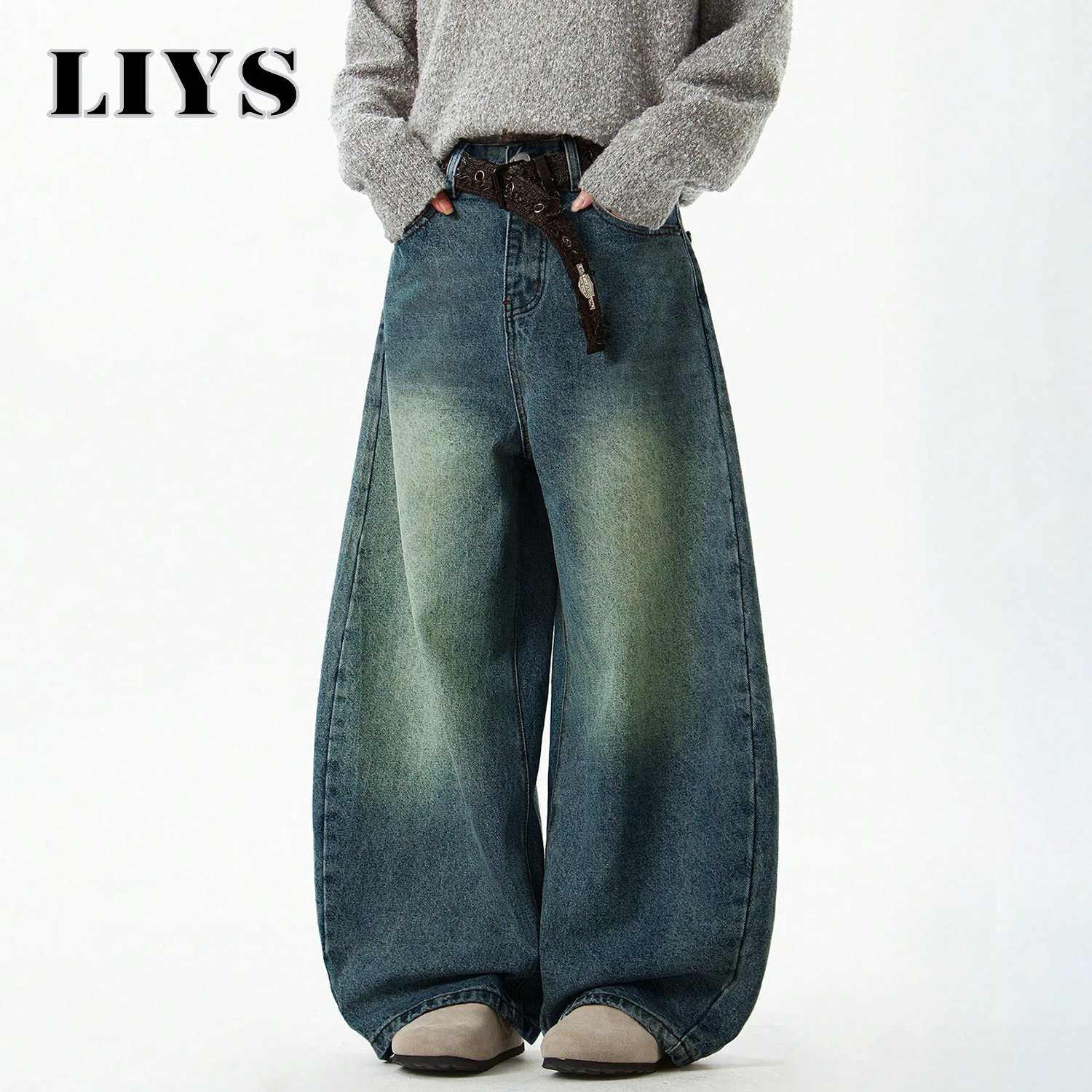 Men's Wear Blue Wide-Leg Denim - Retro Track Pant review and price