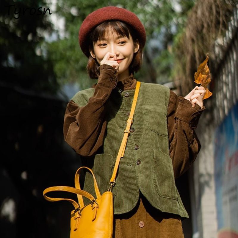 Vest Women Corduroy Retro Vint - Retro Vintage Korean Fashion review and price