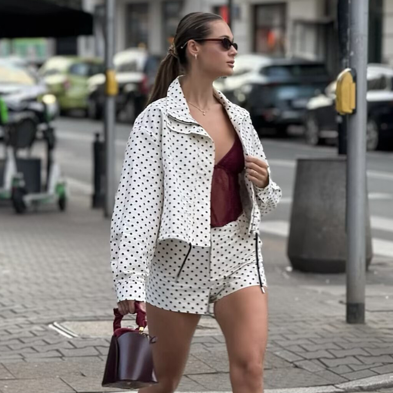 MUJER Polka Dot Women's Bomber - Varsity Jacket Wool review and price