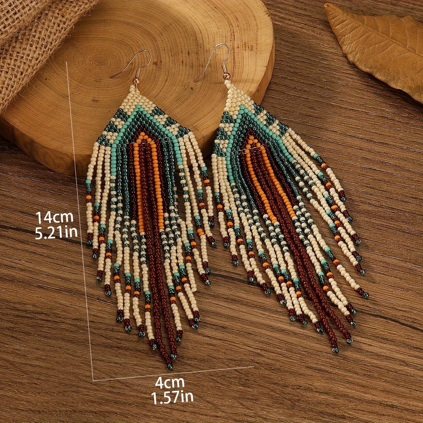 Colorful Beaded Earrings Long  - Vintage Fashion Ornaments review and price
