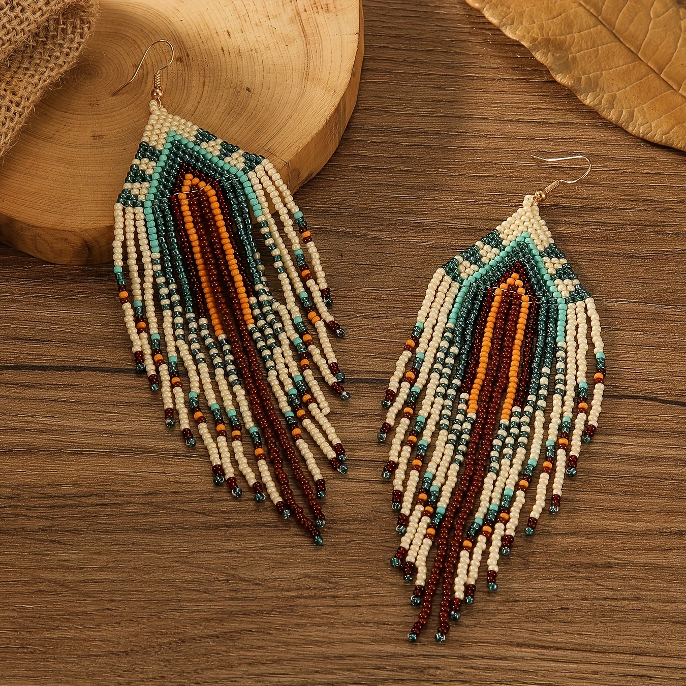 Colorful Beaded Earrings Long  - Vintage Fashion Ornaments review and price