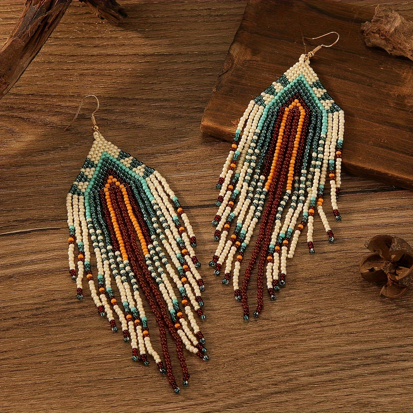 Colorful Beaded Earrings Long  - Vintage Fashion Ornaments review and price