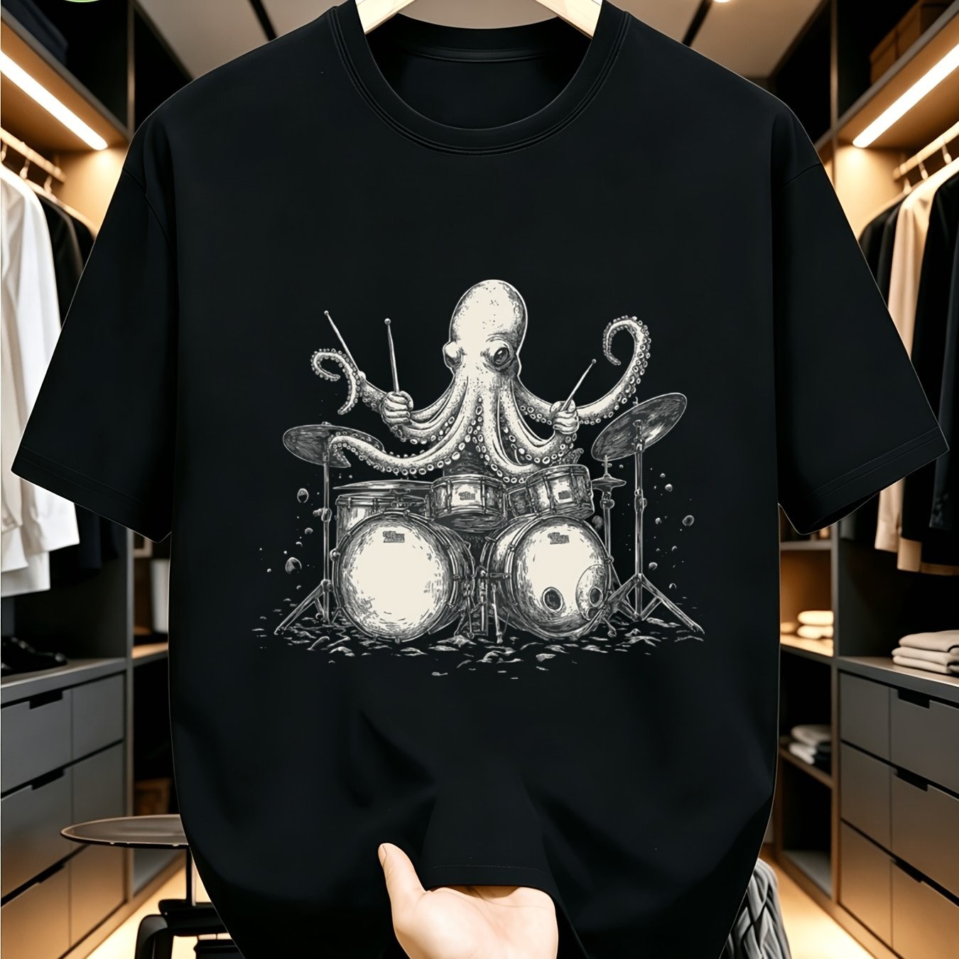 Octopus Playing Drum Kit Vinta - Vintage Fashion Sketches review and price