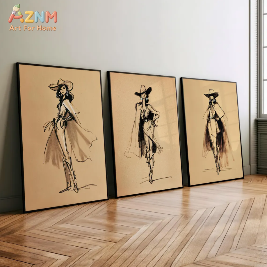 AZNM Vintage Cowgirl Sketch Ca - Vintage Fashion Sketches review and price
