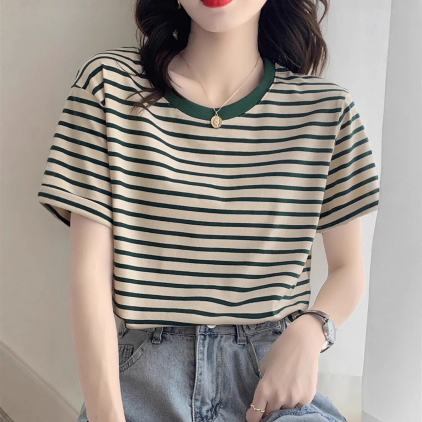 Vintage Striped T-shirt Women  - Retro Vintage Korean Fashion review and price