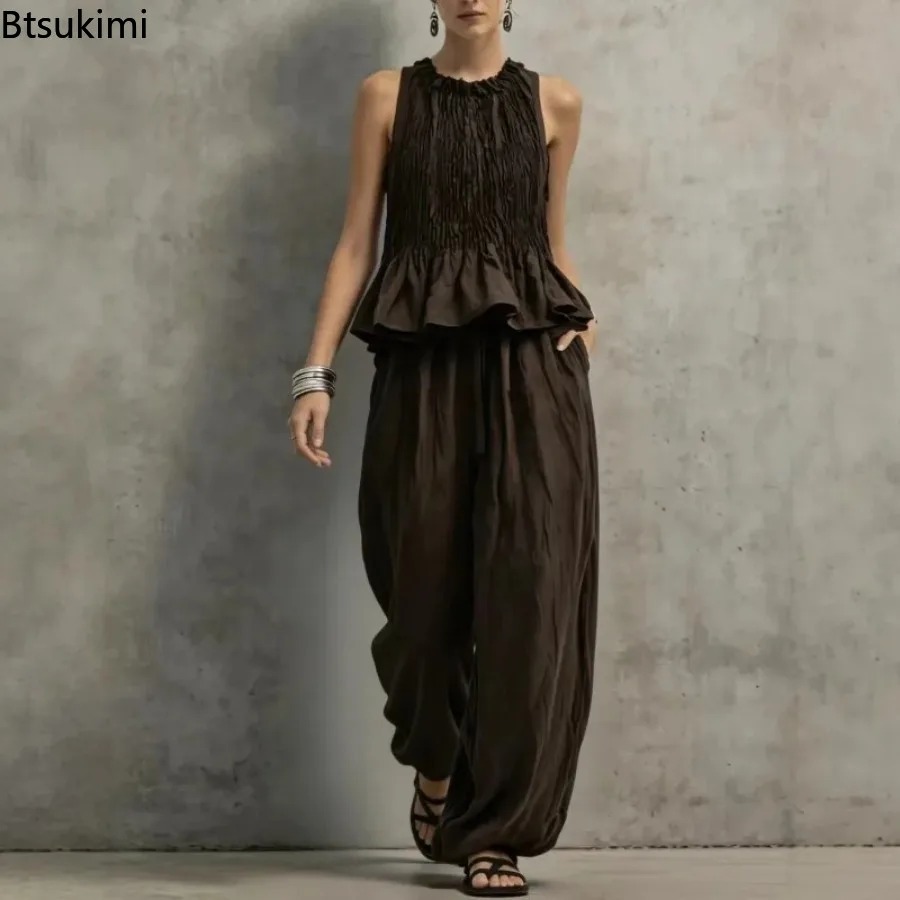 Simple Ruffle Hem Sleeveless T - Retro Track Pant review and price