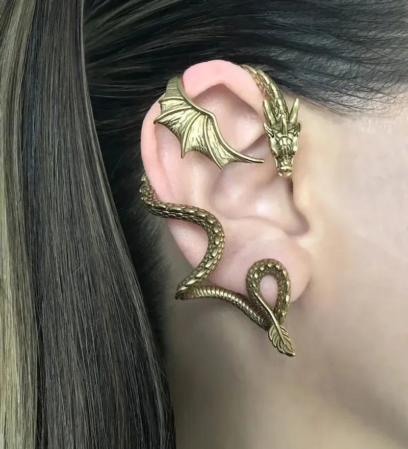 Gothic Dragon Stud Wrap Earrin - Vintage Fashion Ornaments review and price