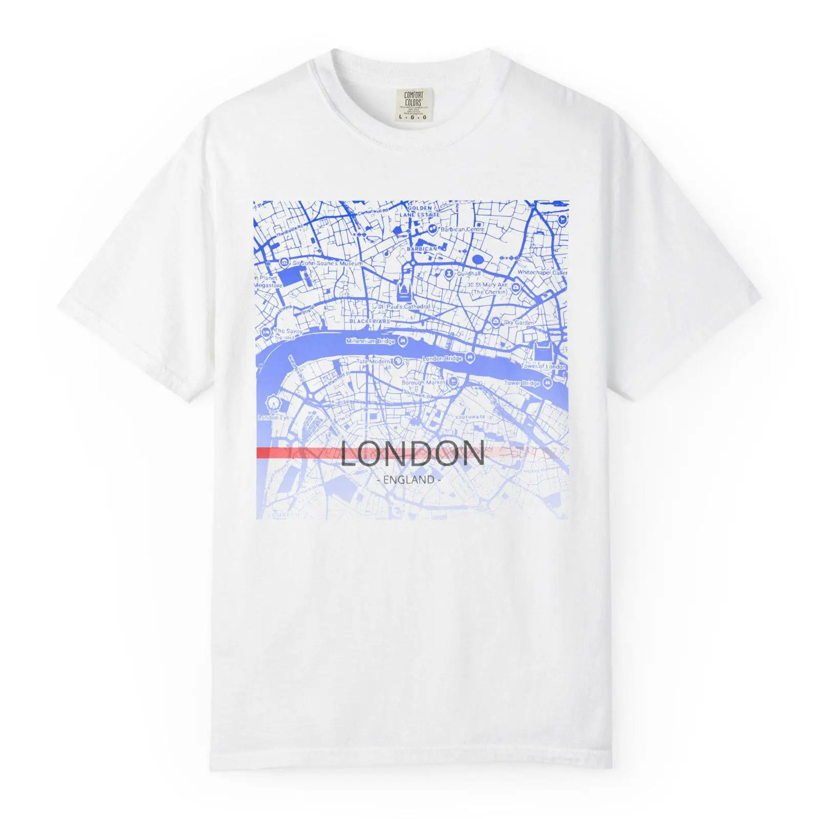 London Map T Shirt Garment Dye - Vintage Fashion London review and price