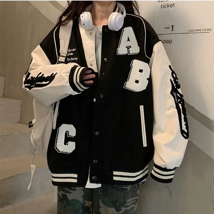 Y2k Lamb Wool Bomber Jacket Fe - Varsity Jacket Wool review and price
