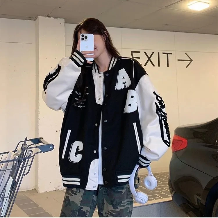 Y2k Lamb Wool Bomber Jacket Fe - Varsity Jacket Wool review and price