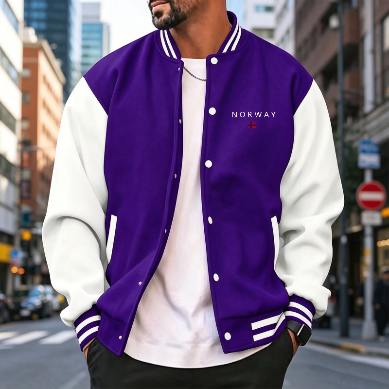 Men Wine Red White Color Block - Varsity Jacket Wool review and price