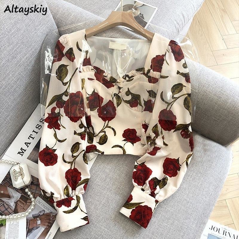 S-3XL Rose Blouses for Women S - Retro Vintage Korean Fashion review and price