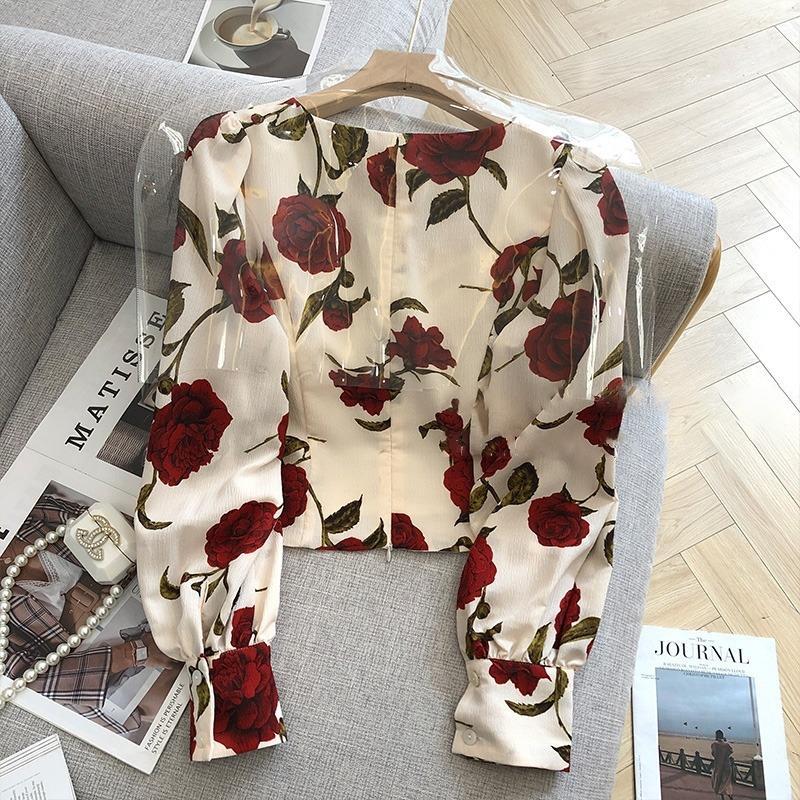 S-3XL Rose Blouses for Women S - Retro Vintage Korean Fashion review and price